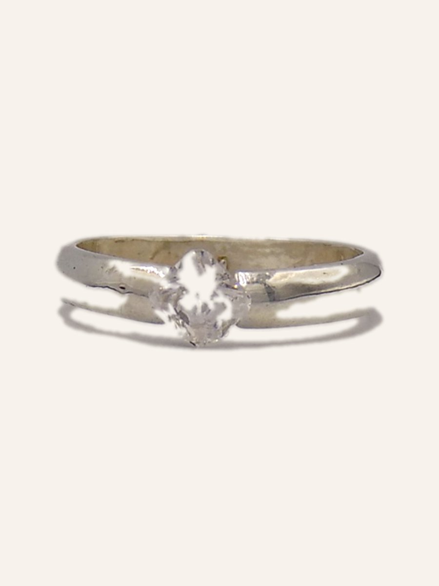 Solitaire ring with marquise-cut cubic zirconia