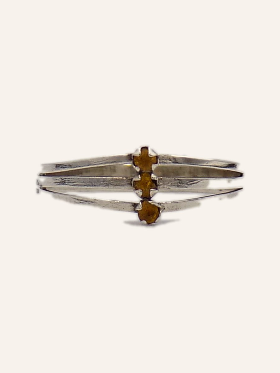Bague à deux citrines sur anneau plat