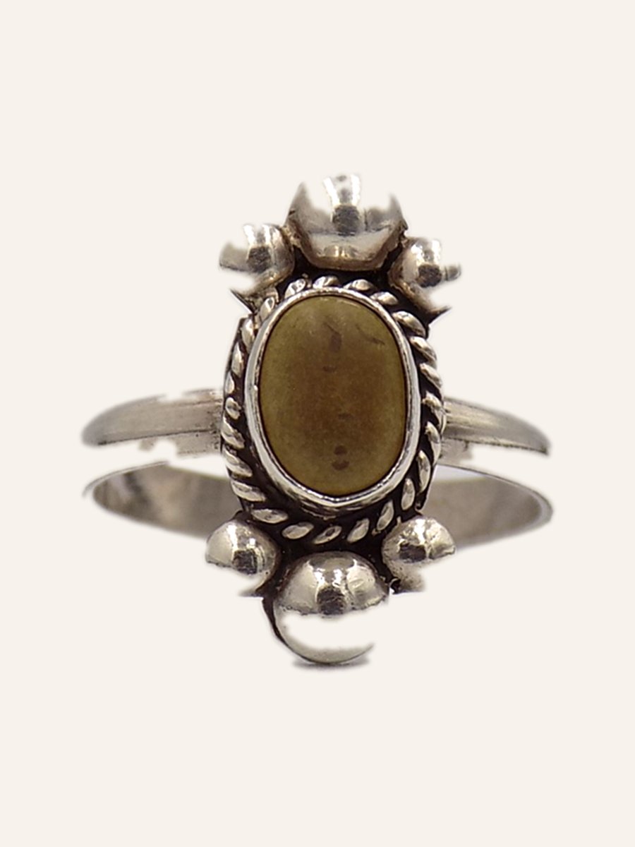 Berber ring with pale cabochon and granulation