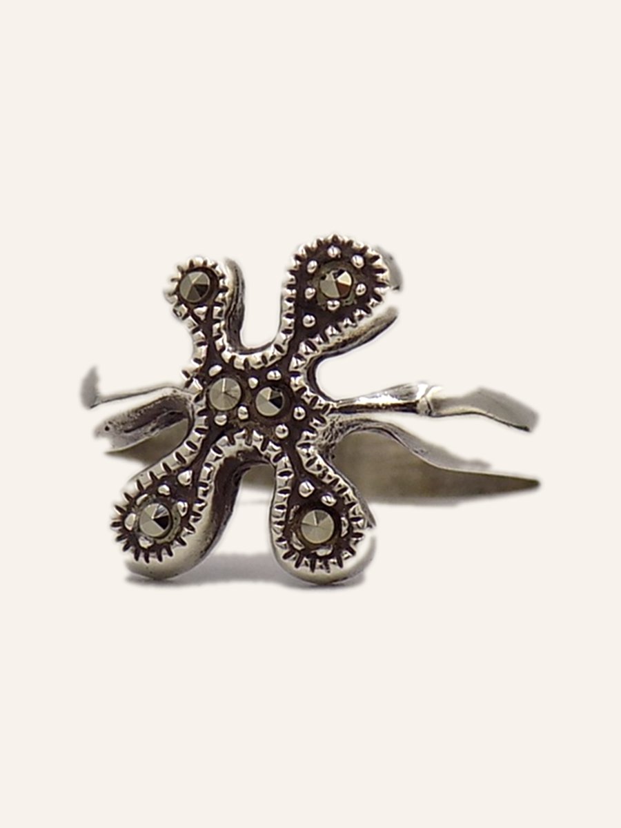 Bague étoile de mer à marcassites