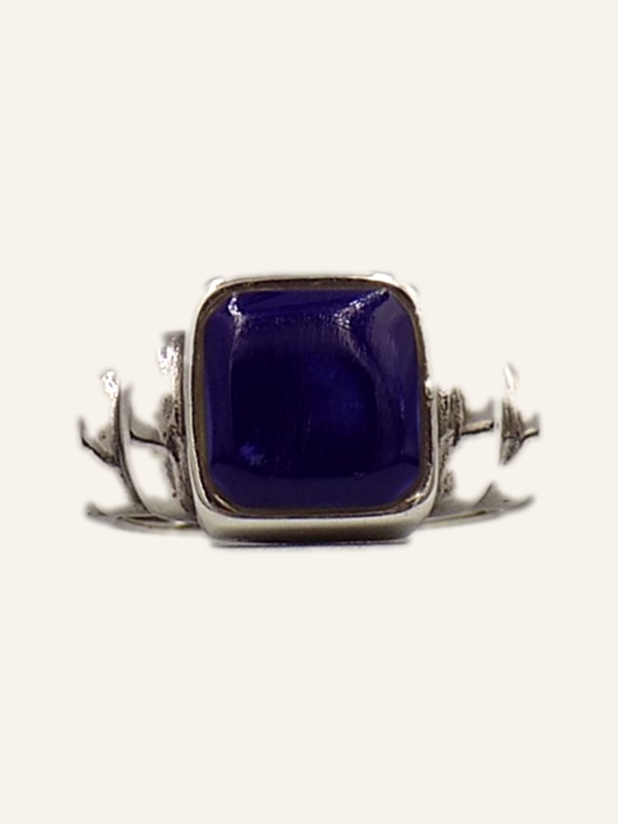 Bague carrée à cabochon violet