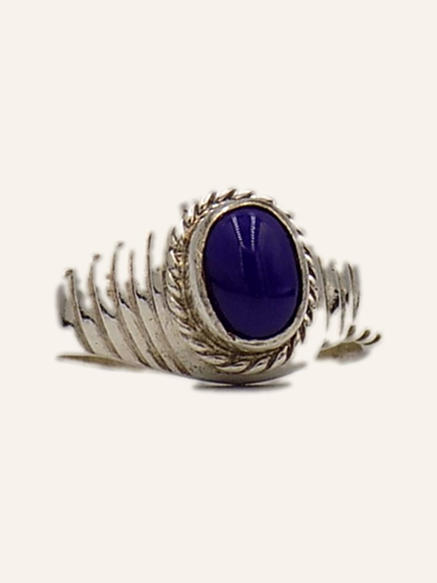 Bague à lapis ovale et anneau strié