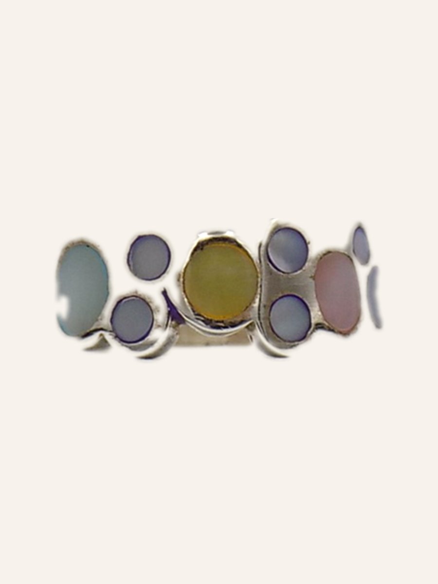 Bague bandeau à cabochons pastel