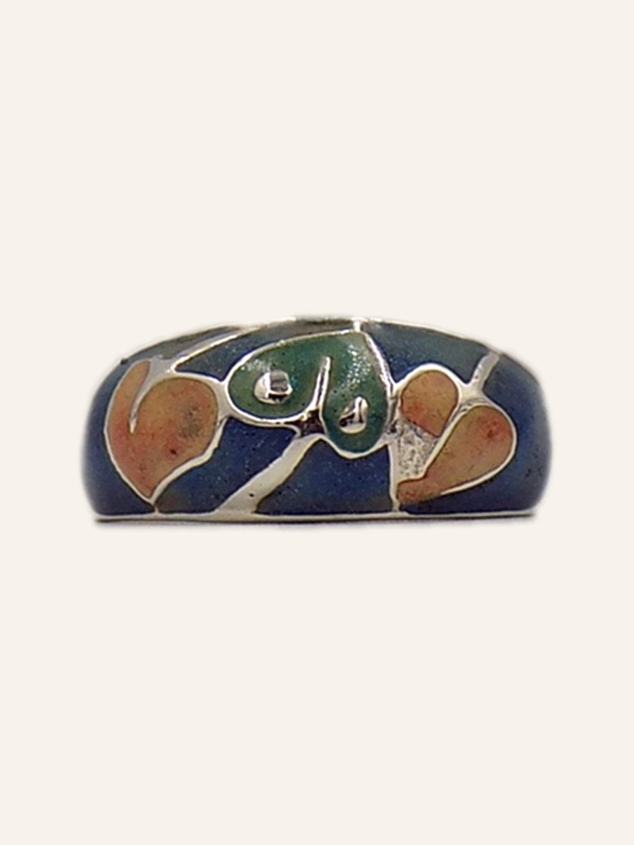 Band ring in cloisonné enamel