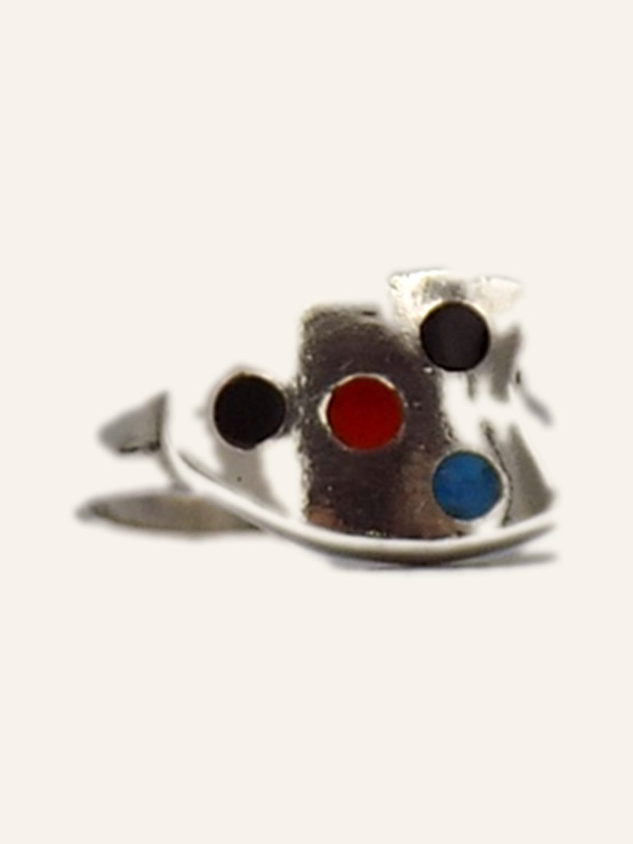 Ring with coloured cabochons on a plaque