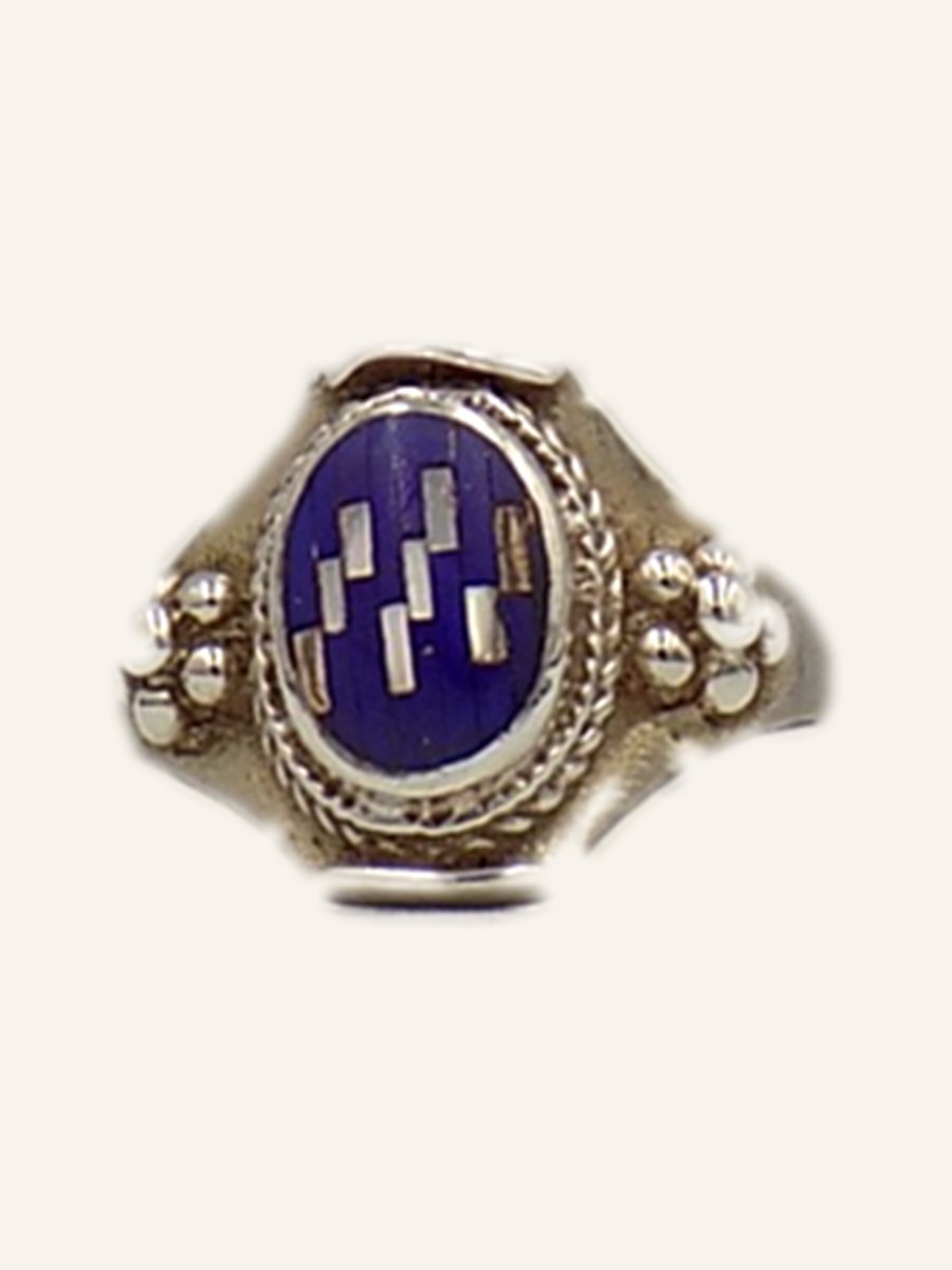 Bague ovale à mosaïque de lapis