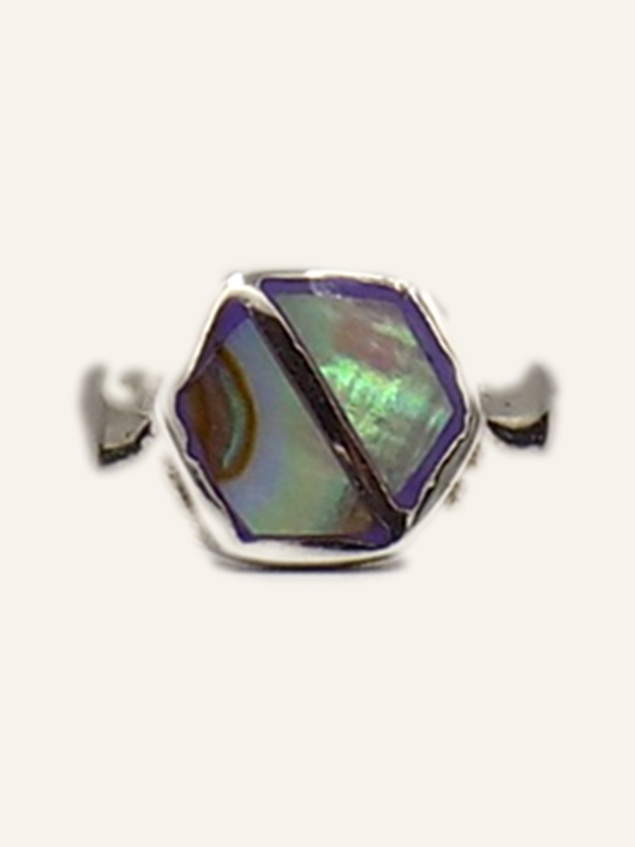Hexagonal ring in abalone shell