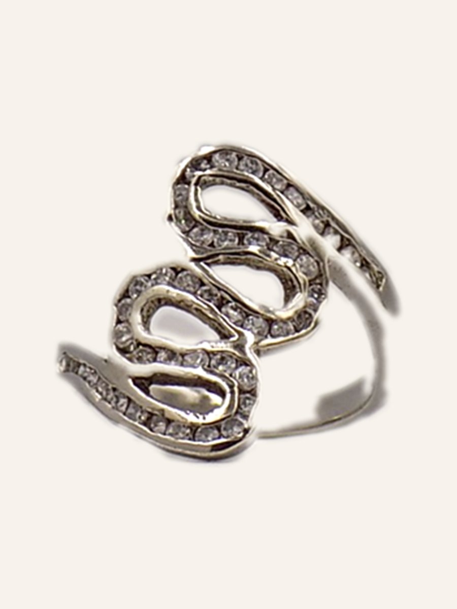 Serpentine ring pavé-set with cubic zirconia