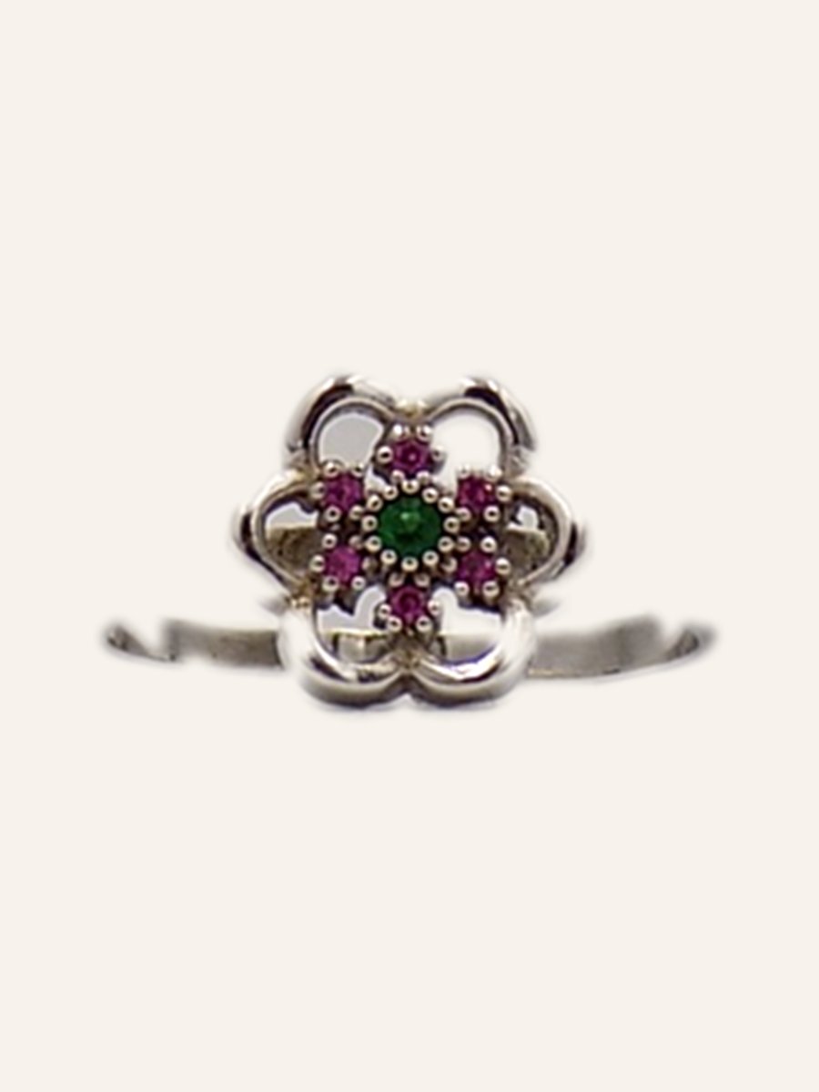 Small flower ring with coloured stones