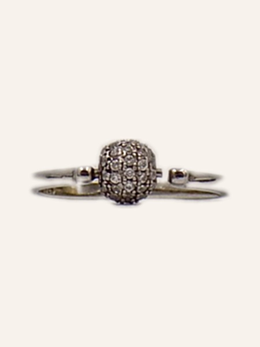 Dome ring pavé-set with cubic zirconia