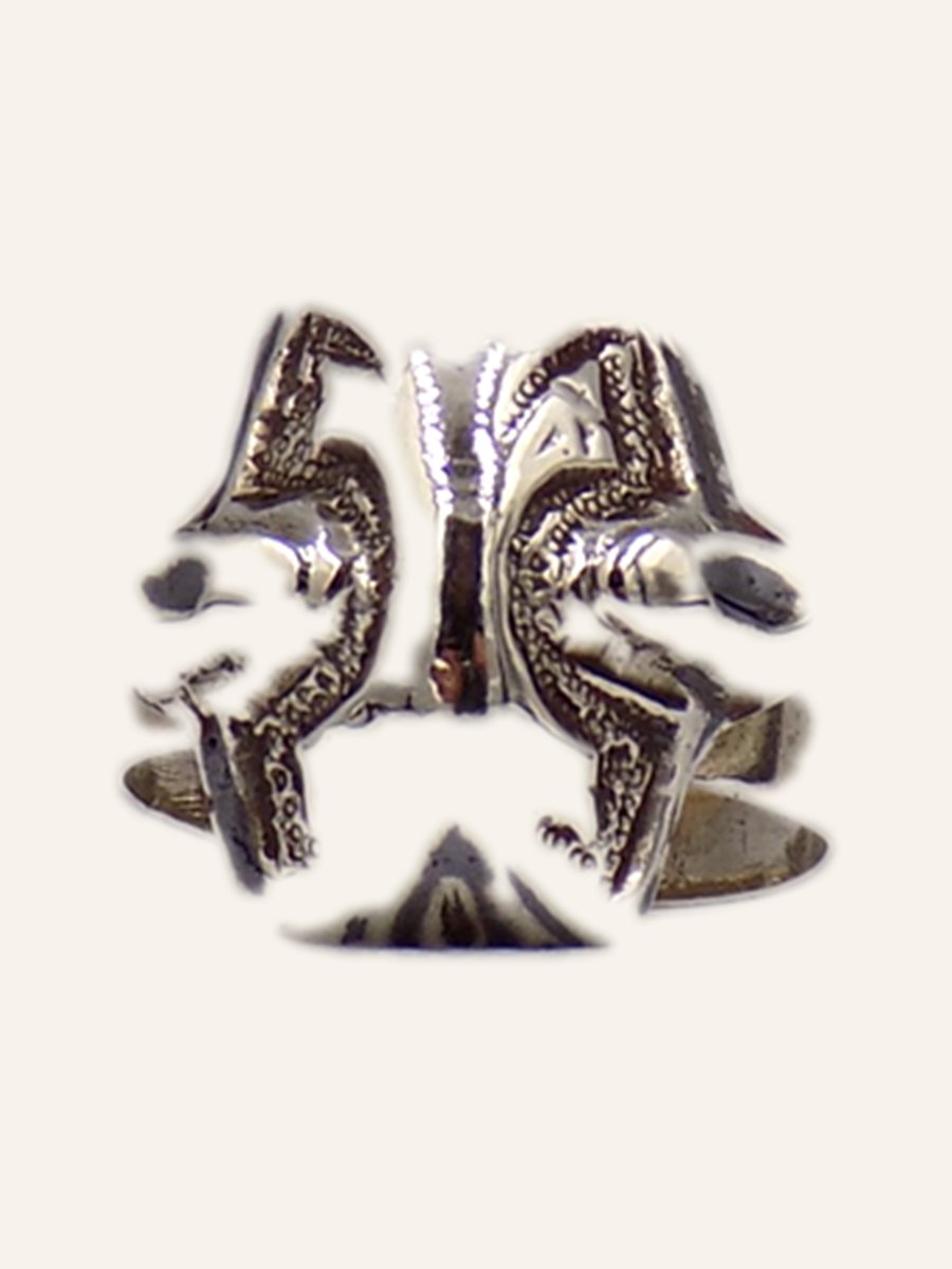 Ring with facing scrolls