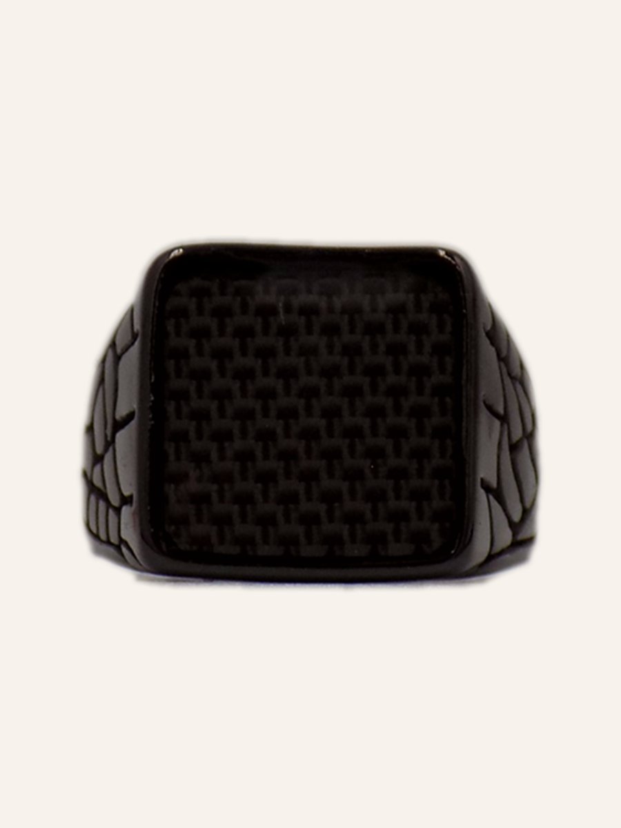 Bague homme à carbone et anneau strié
