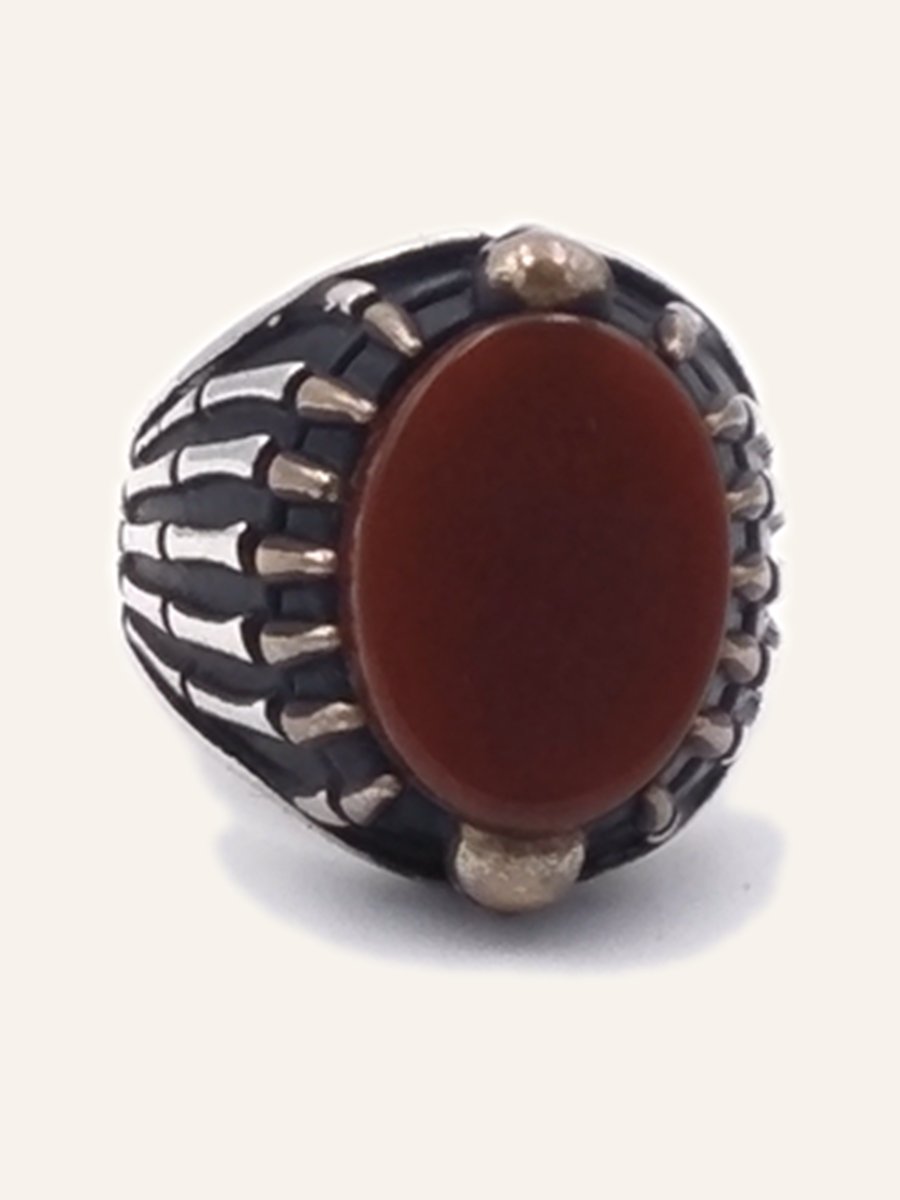 Bague homme à cornaline et griffes larges