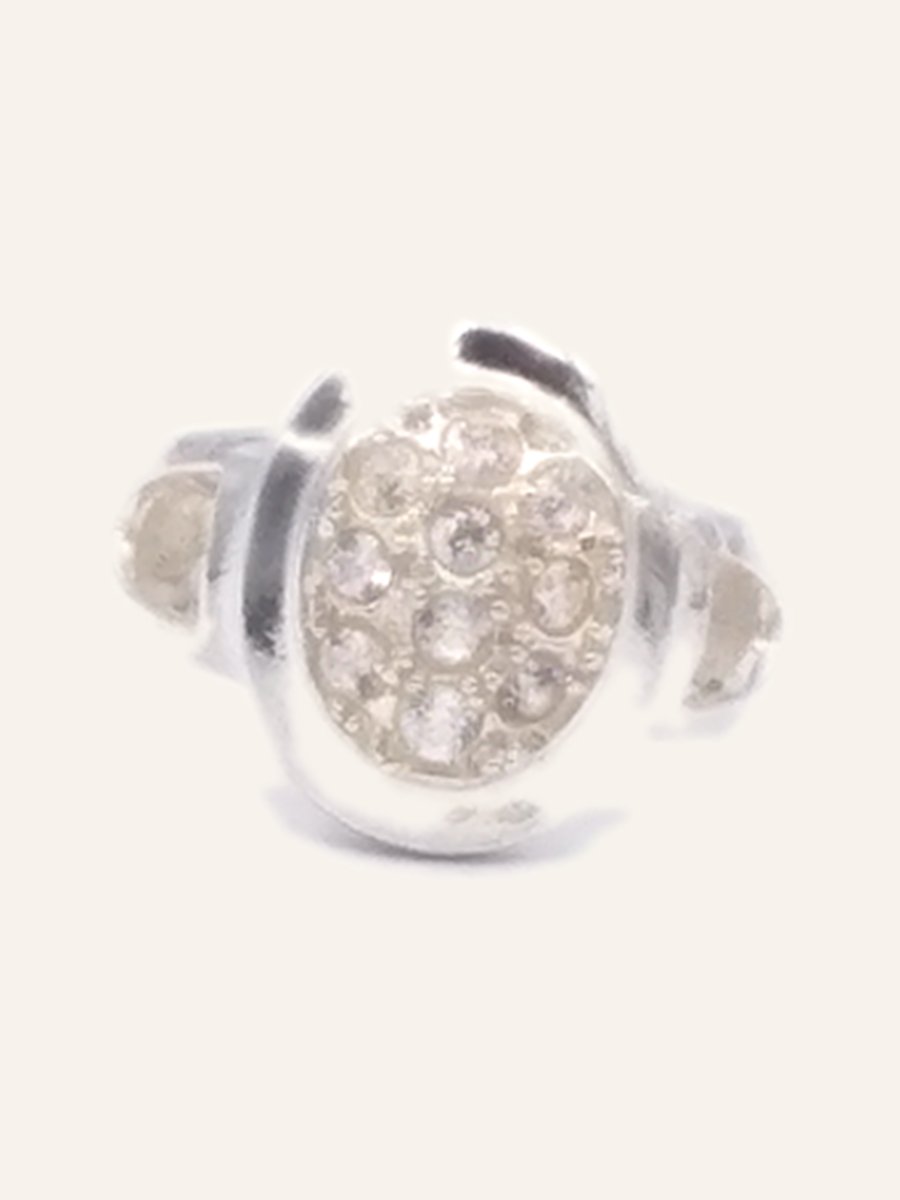 Dome ring pavé-set with cubic zirconia