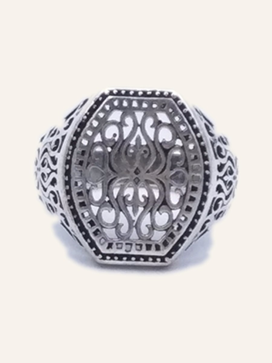 Men's openwork ring with flames