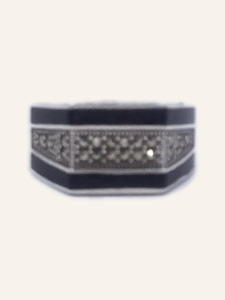 Bague homme à marcassites et onyx