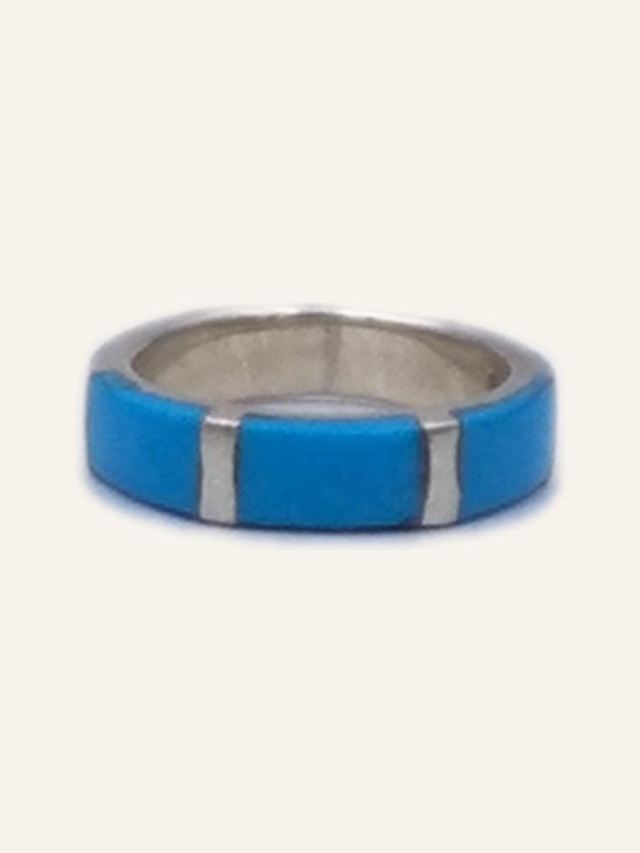 Bague bandeau à turquoise incrustée
