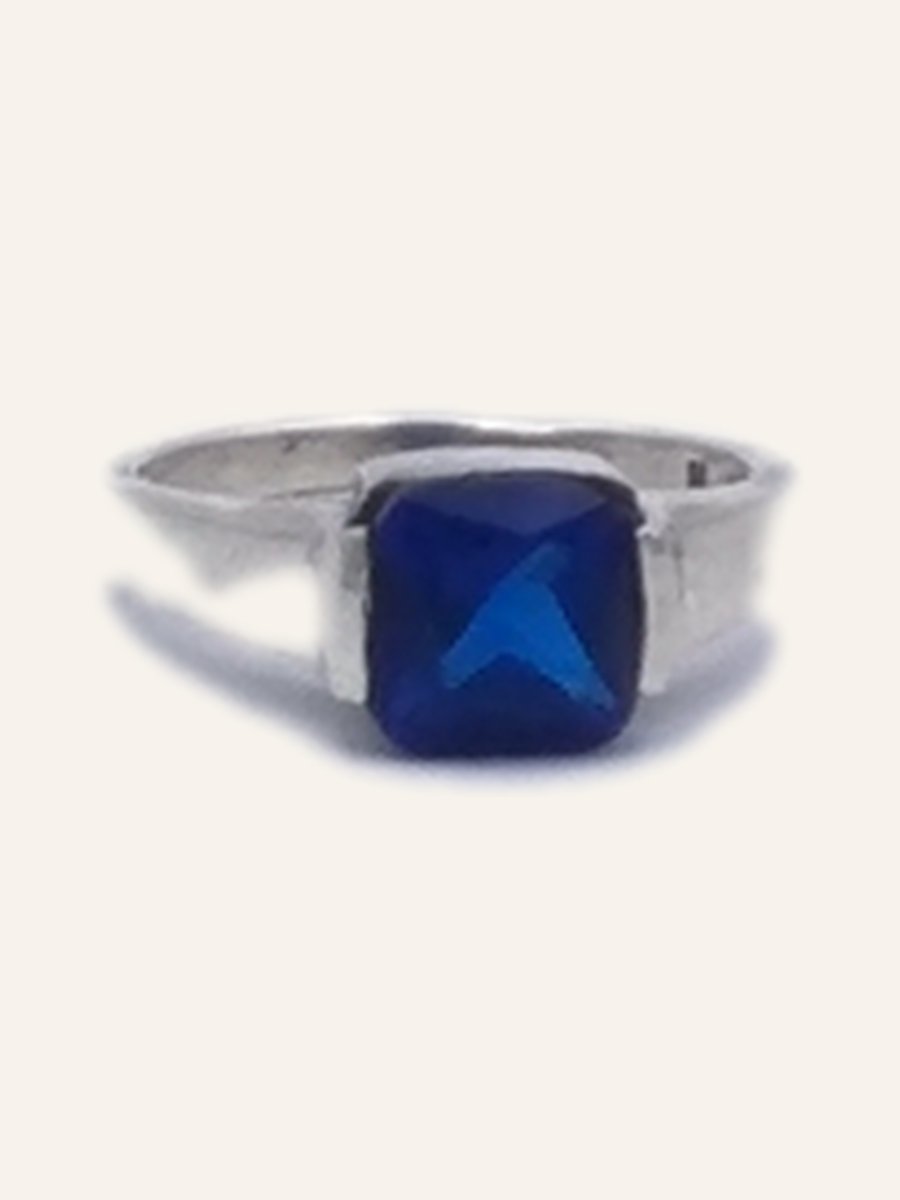 Bague à zircon bleu carré