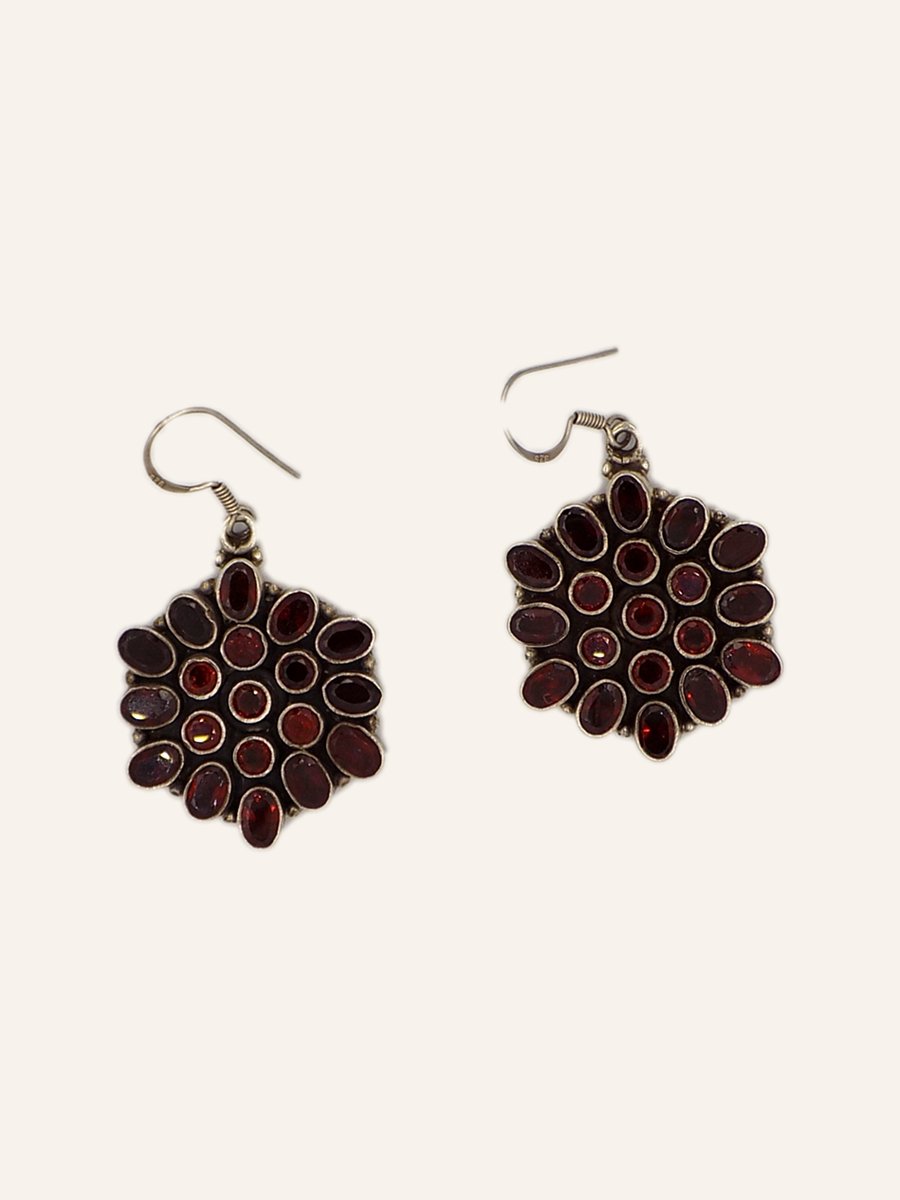 Boucles d'oreilles grappe de grenats