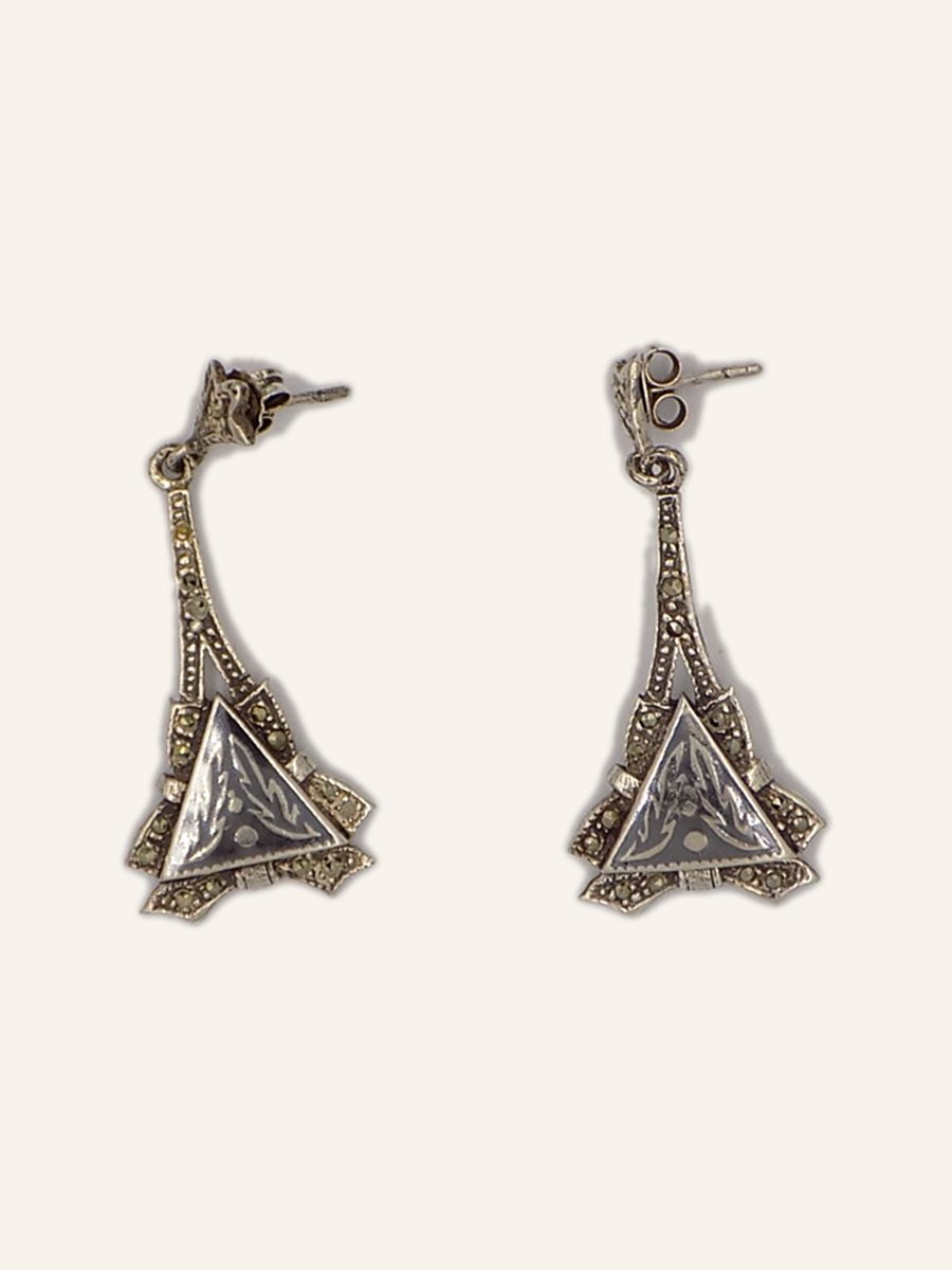 Boucles d'oreilles pendantes à marcassites