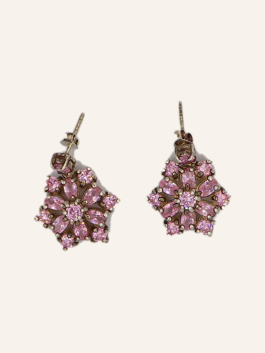 Boucles d'oreilles grappe de zircons roses