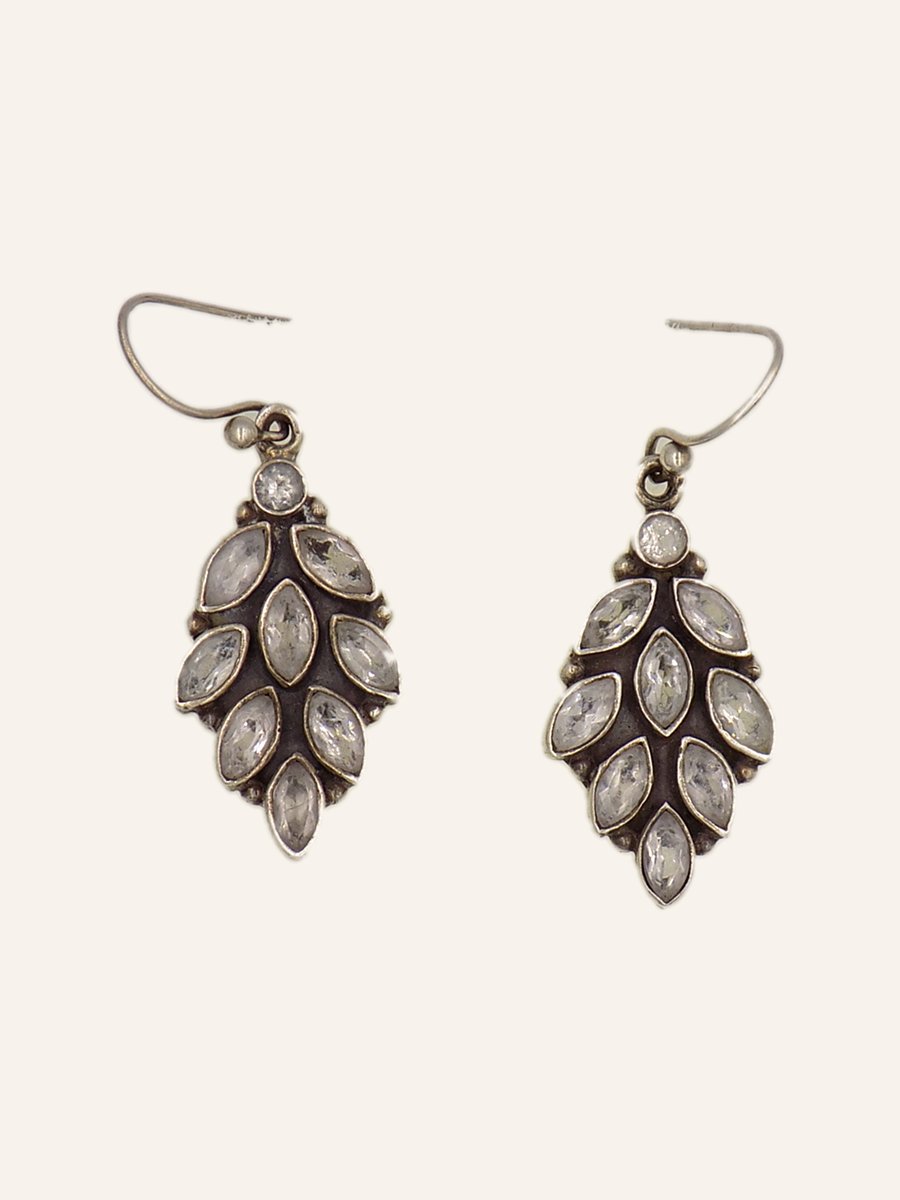 Boucles feuille, zircons blancs