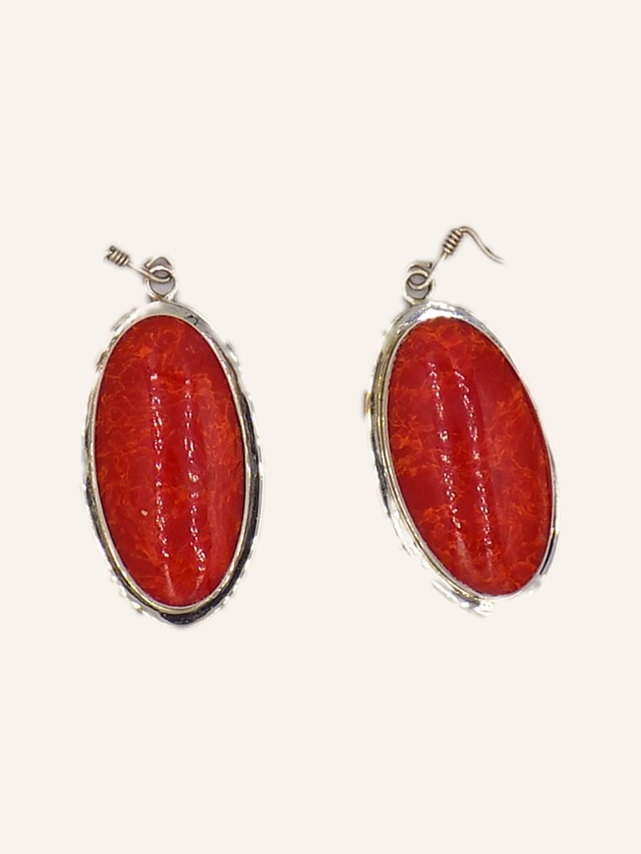 Earrings with red coral