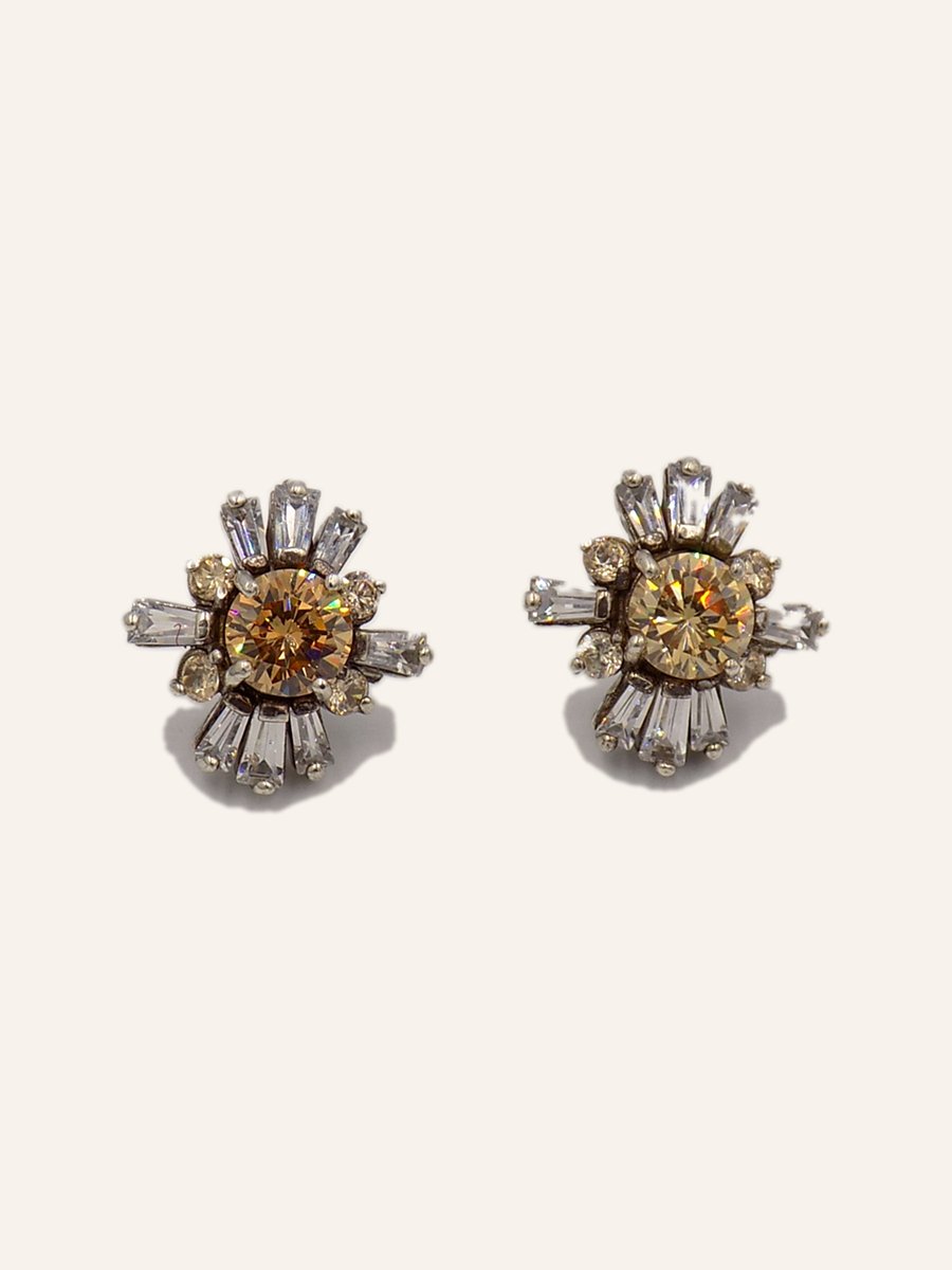 Flower earrings with citrine