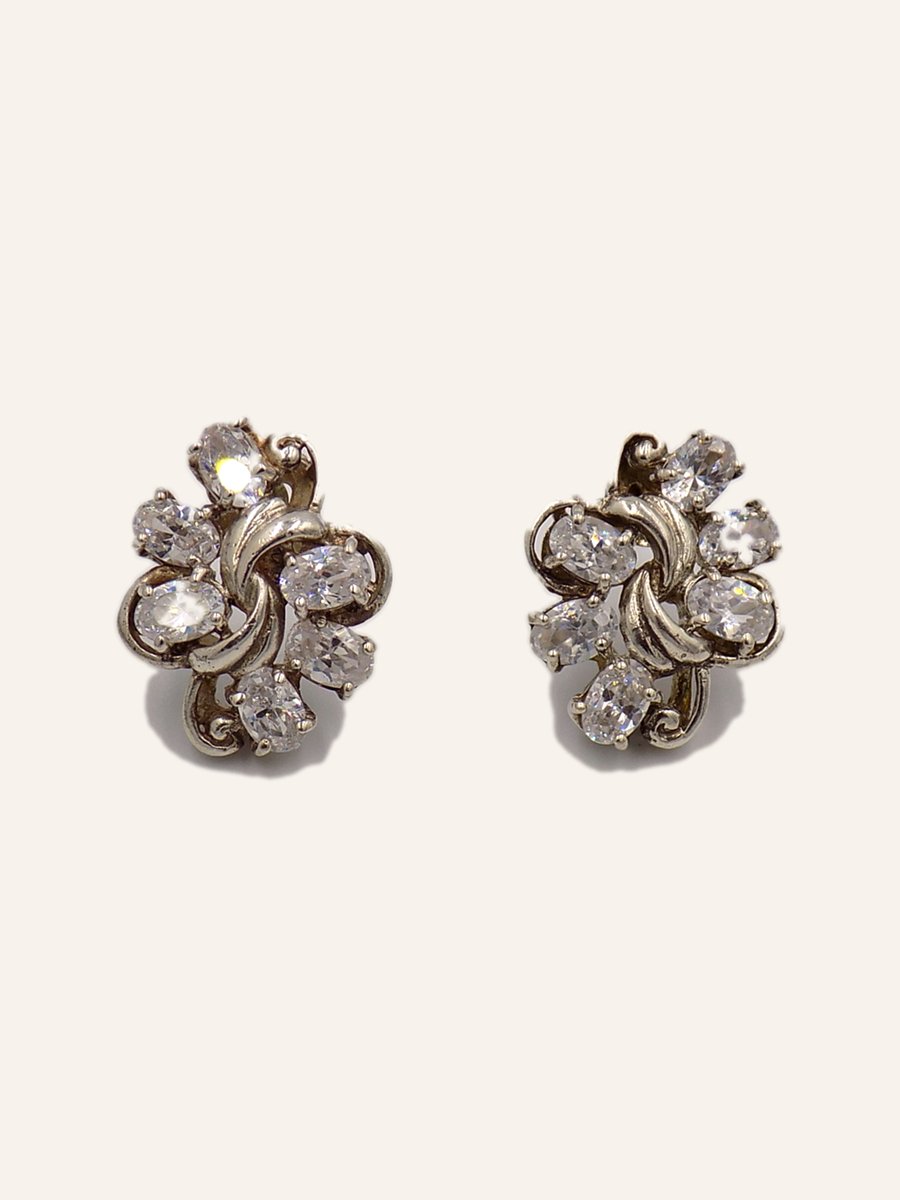 Pavé-set scroll earrings