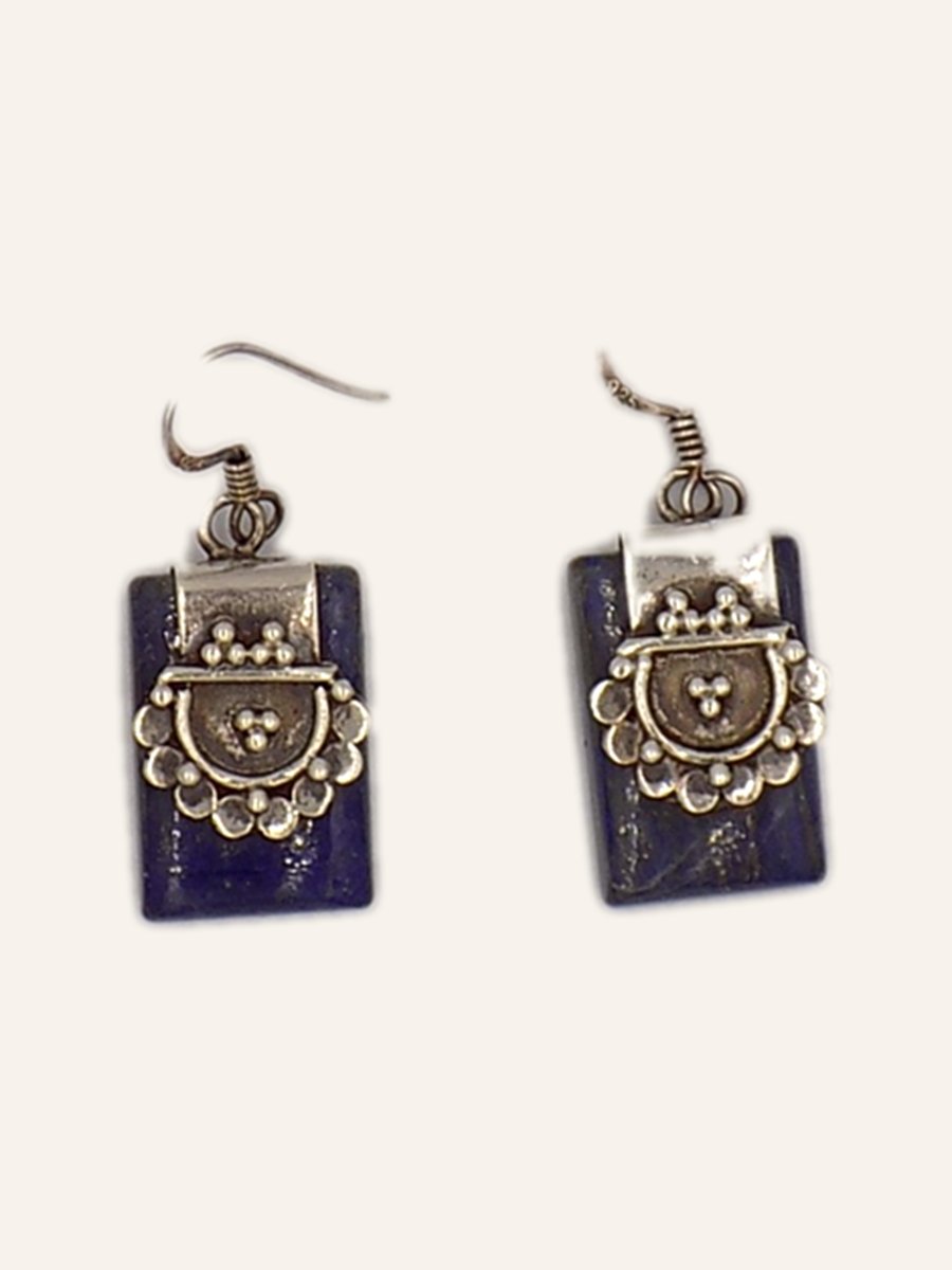 Rectangular earrings with lapis lazuli