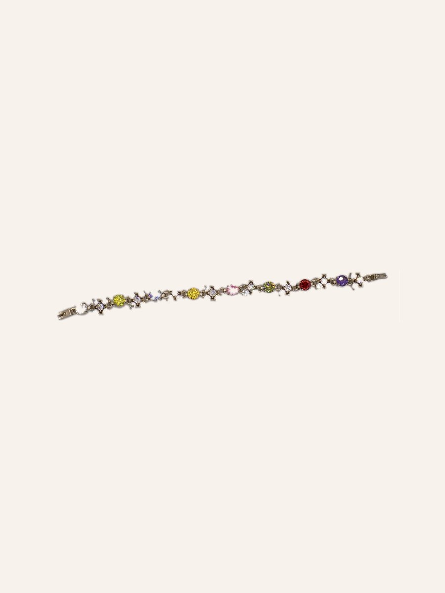 Chain bracelet with coloured stones