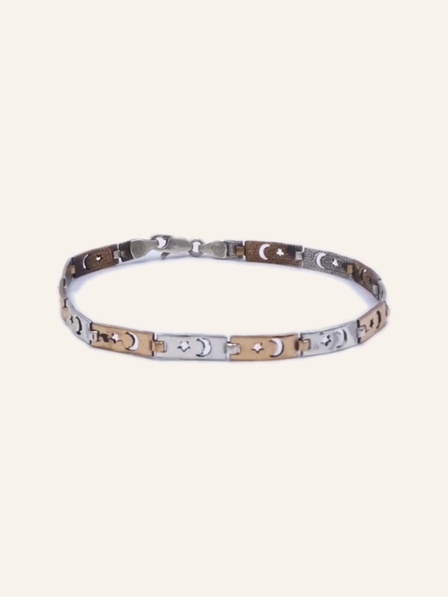 Flat bracelet with two-tone links