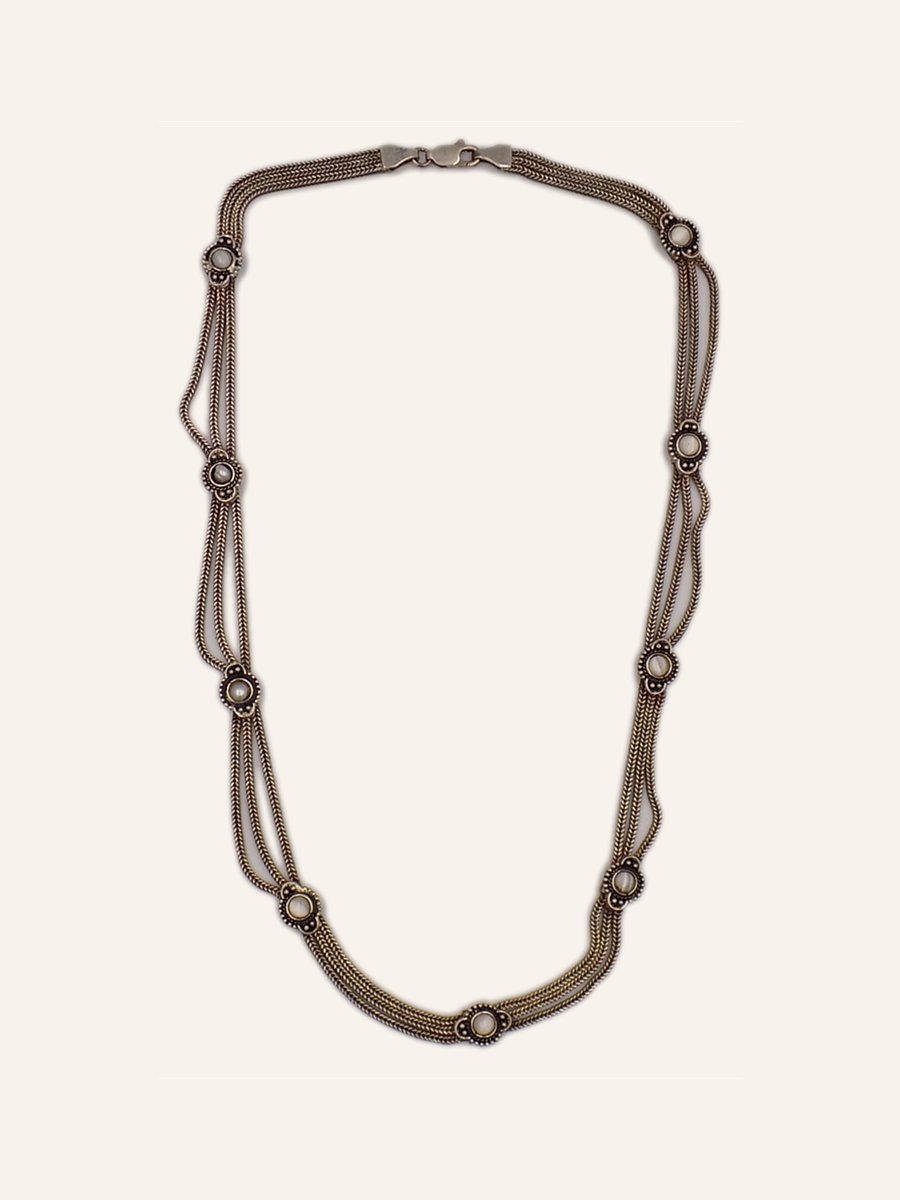 Multi-strand necklace with silver beads