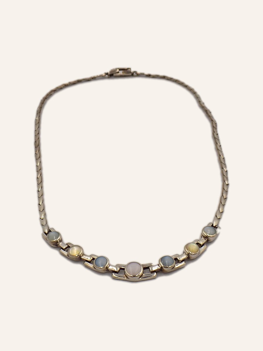 Necklace with pastel cabochons