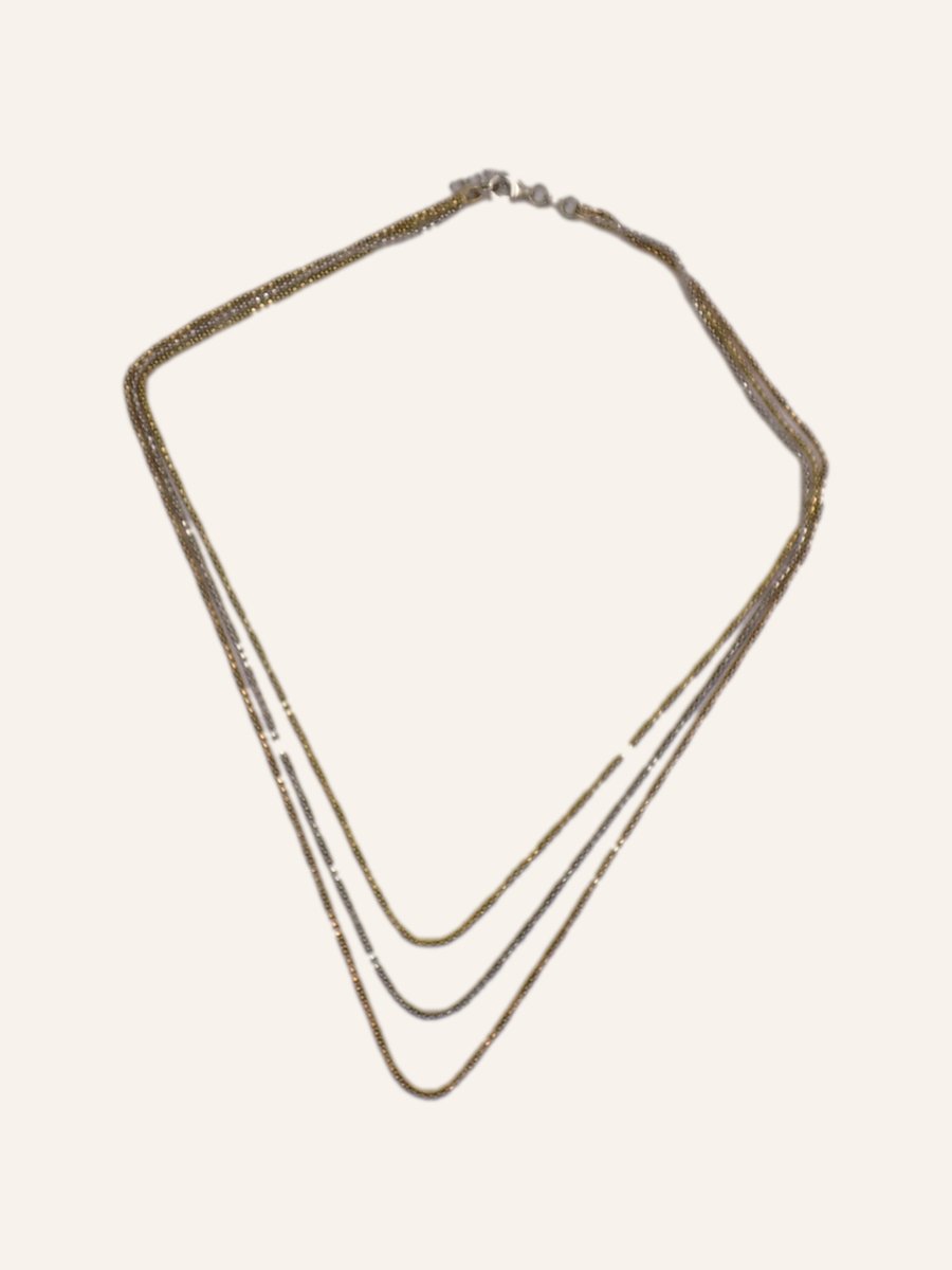 Three-strand fine chain necklace
