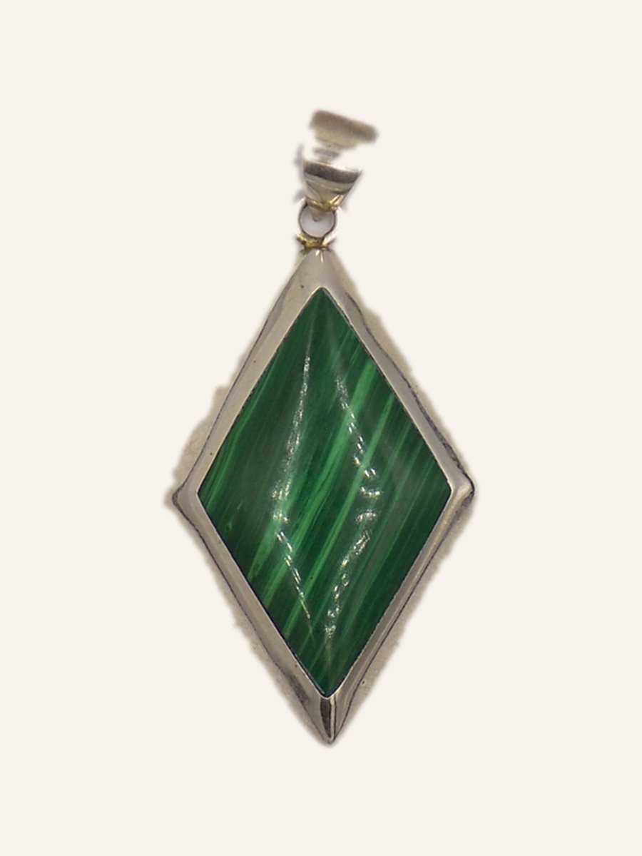 Diamond-shaped malachite pendant