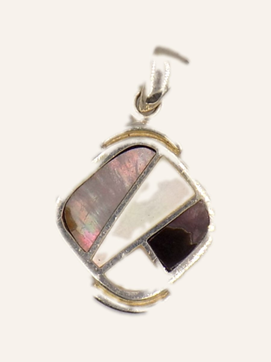 Square pendant in mother-of-pearl marquetry