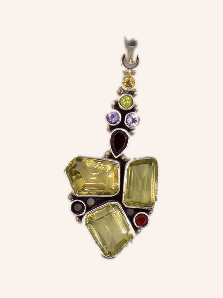 Pendant with tiered coloured stones