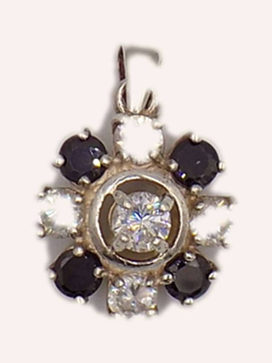 Rosette pendant with garnets and cubic zirconia