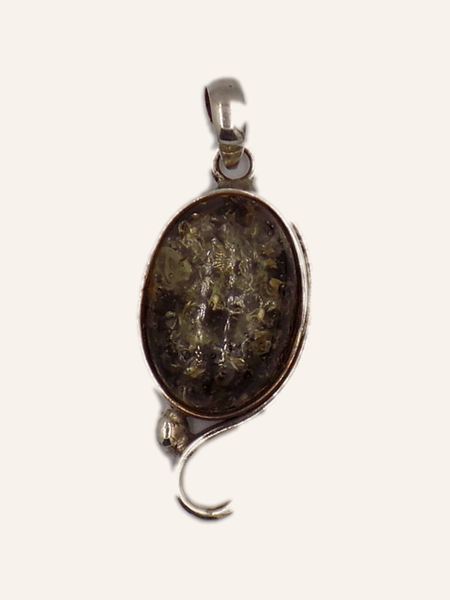 Pendant with moss agate and hook