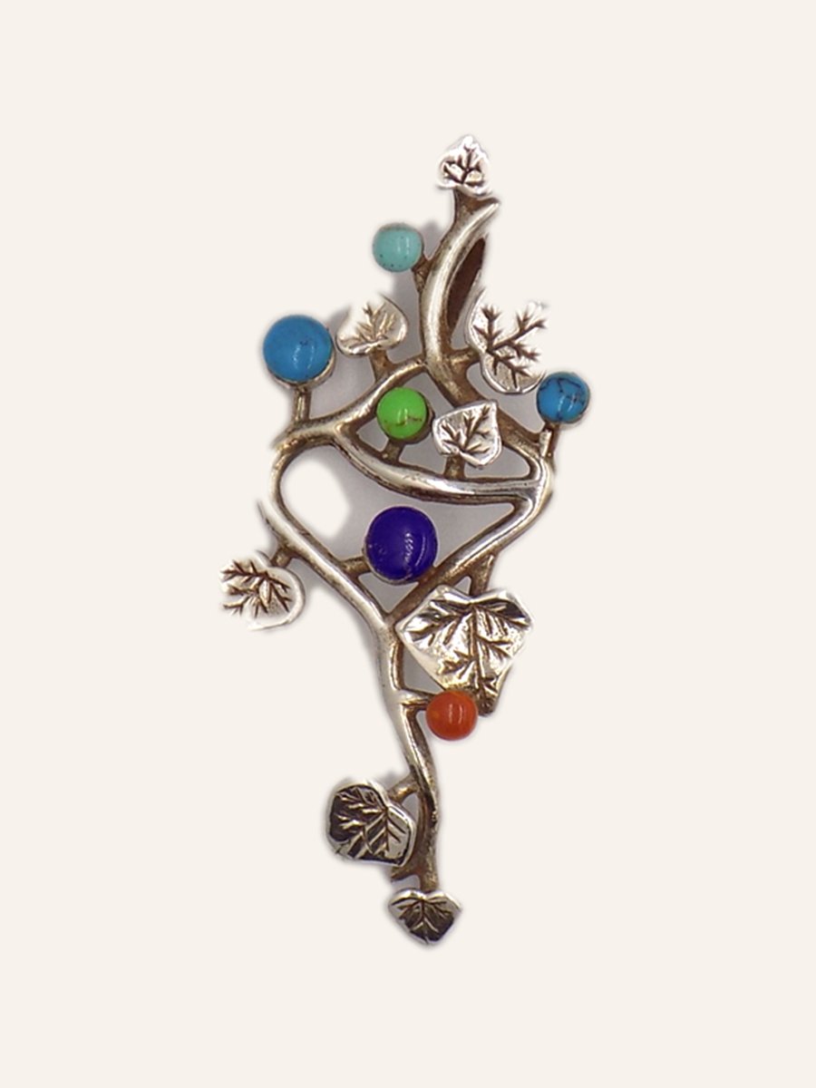 Branch pendant with coloured stones