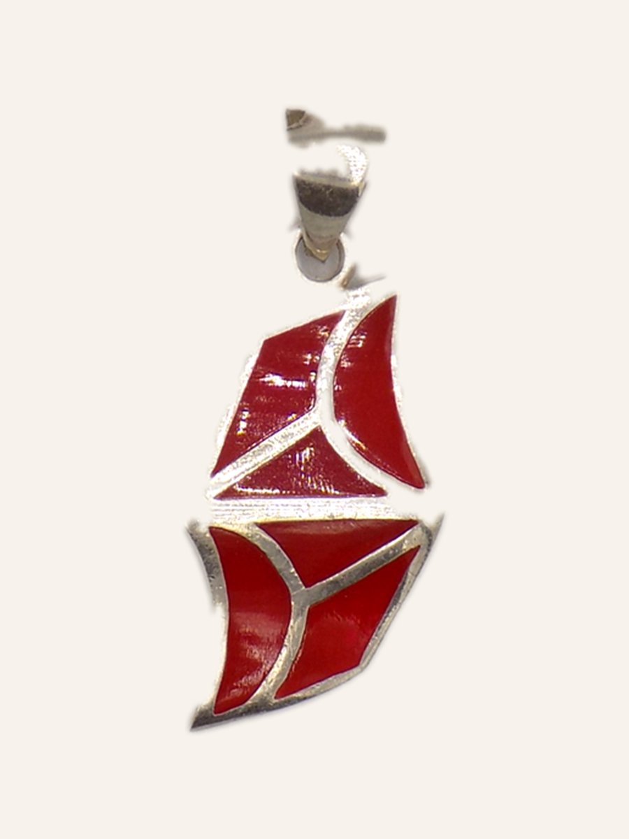 Geometric pendant in red enamel