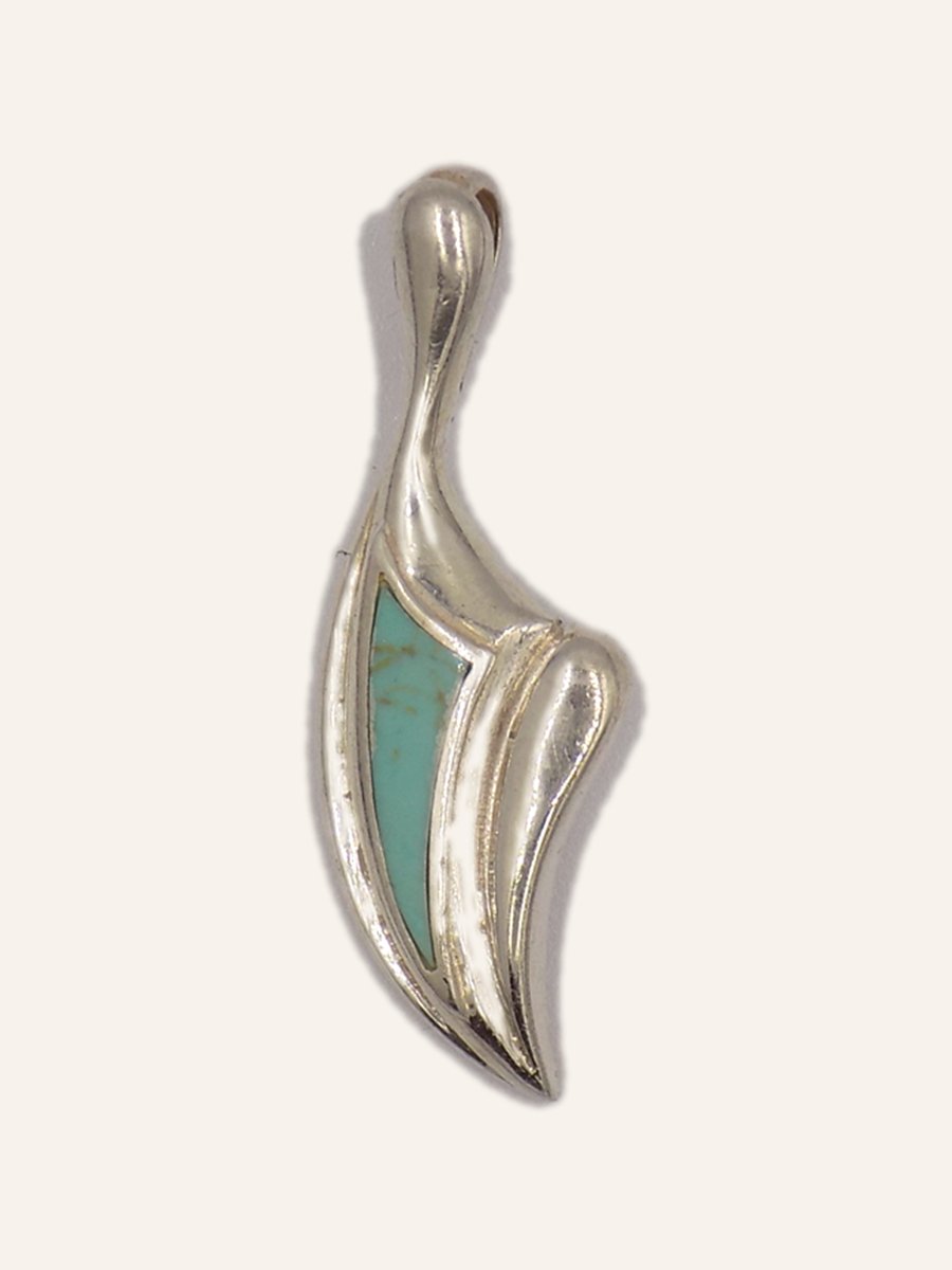 Wave pendant with inlaid turquoise