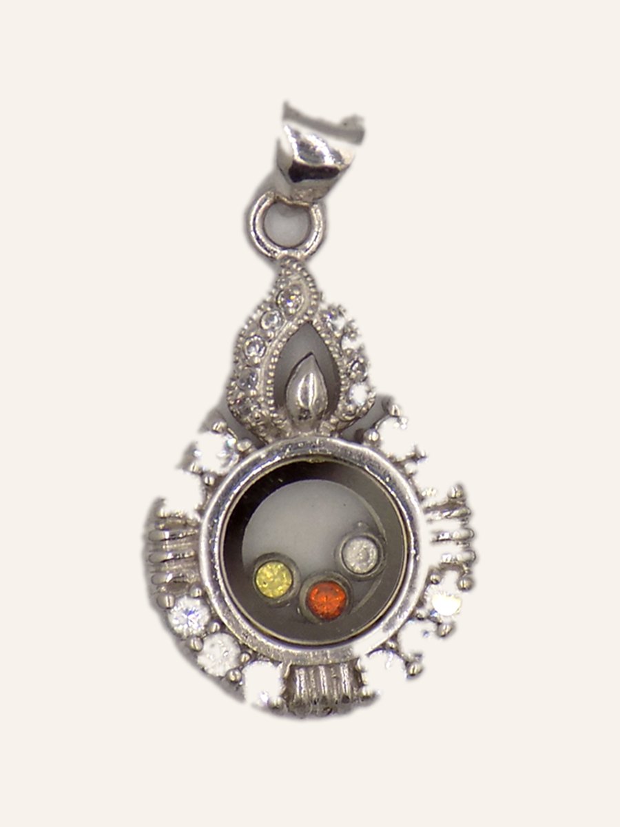Openwork pendant with coloured stones