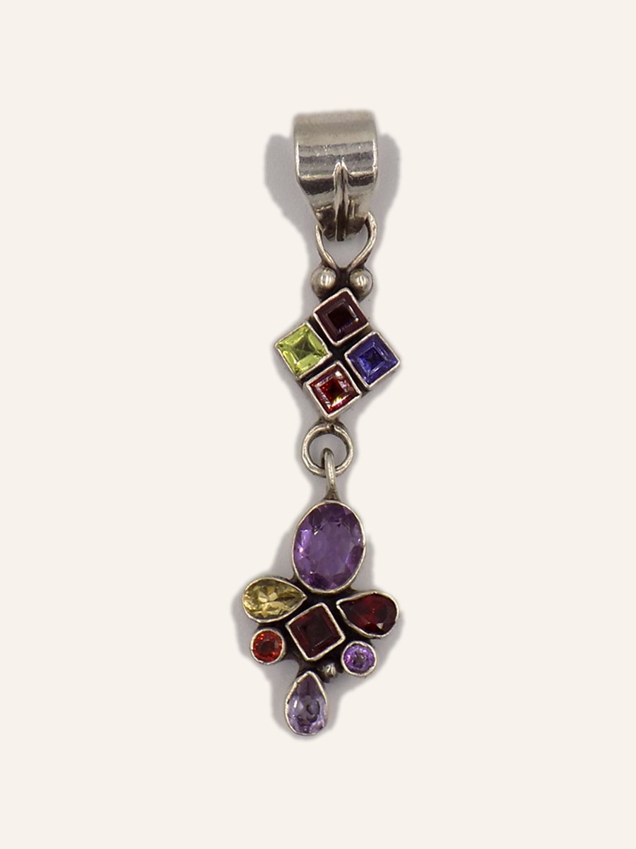 Column pendant with coloured stones