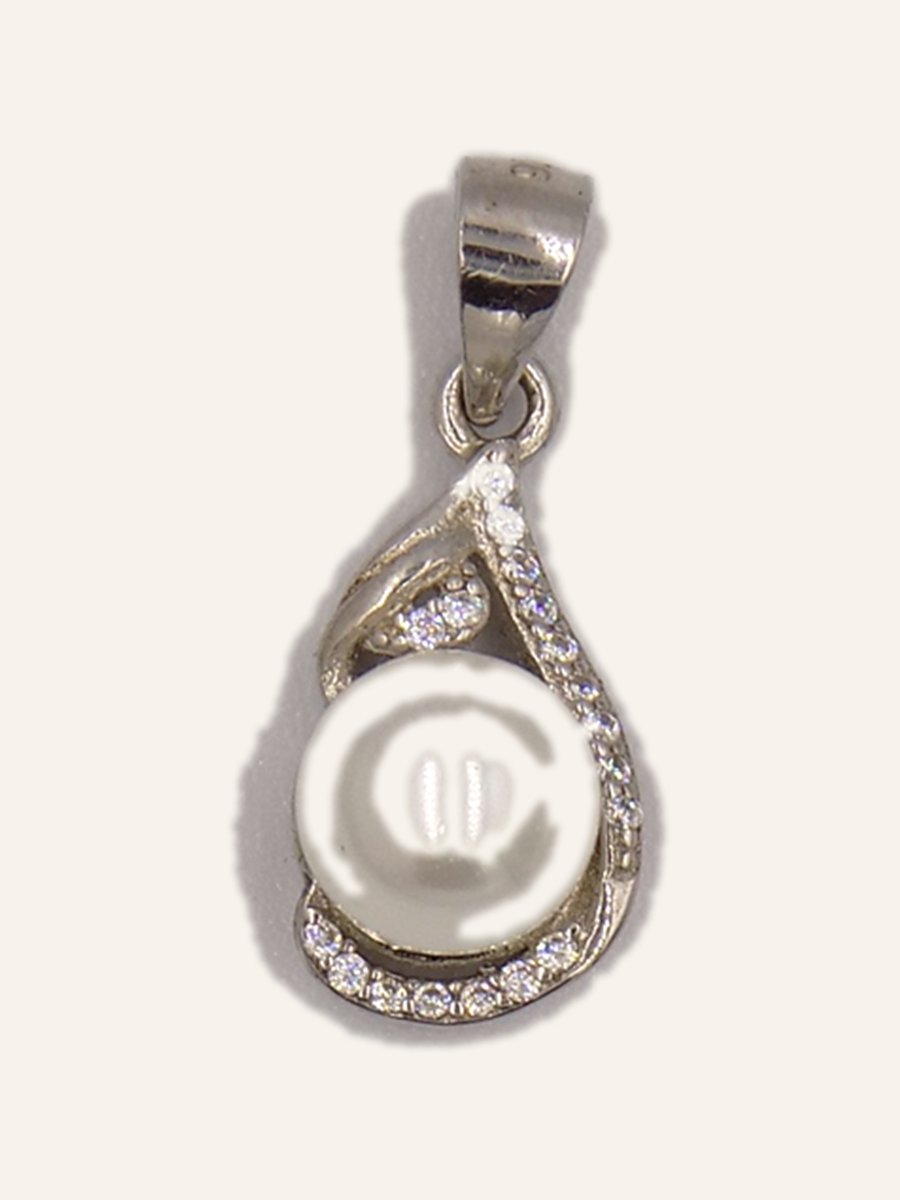 Pendant with pearl and pavé-set border