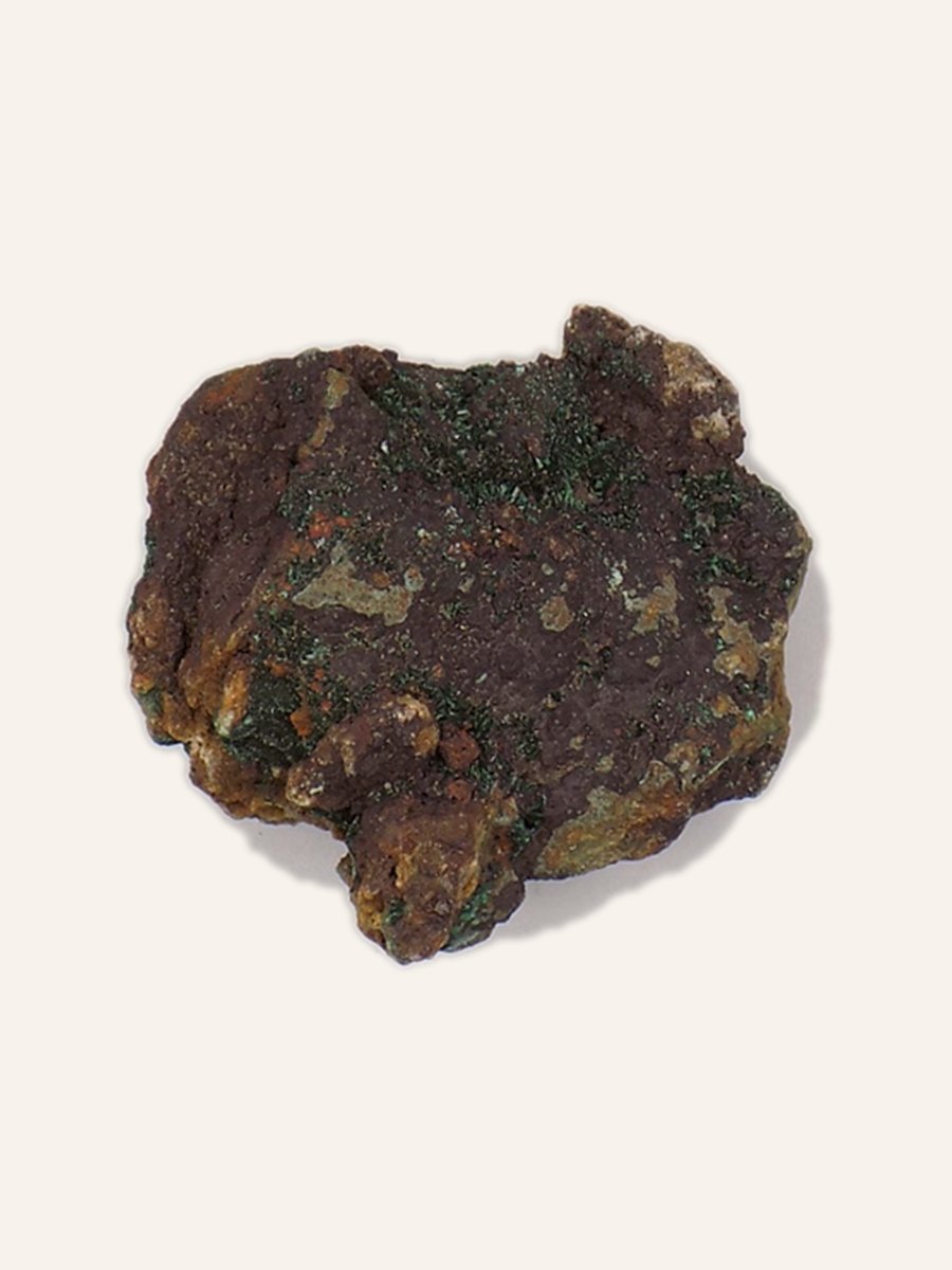 Fibrous malachite on ferruginous matrix