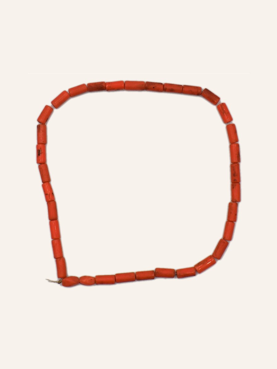 Coral necklace, tubular beads
