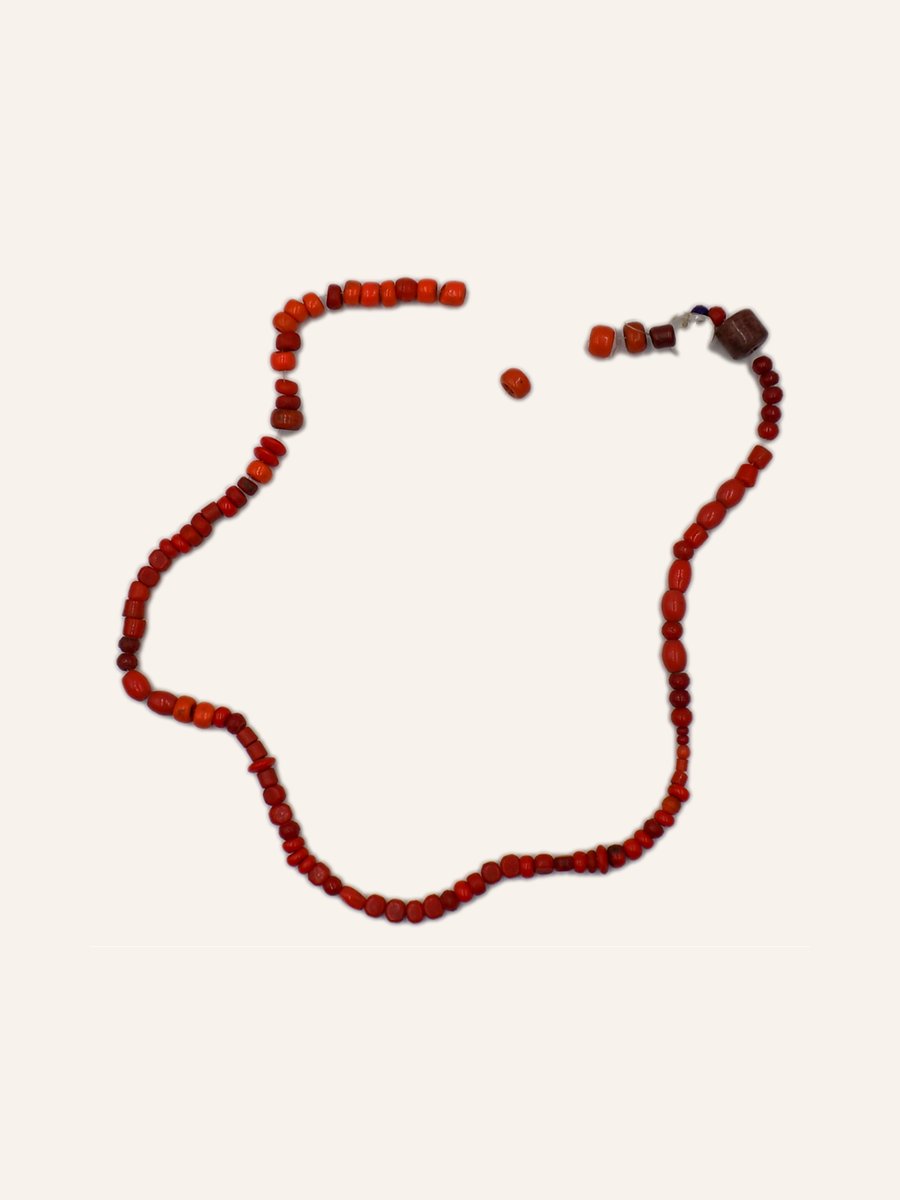 Coral necklace with silver beads